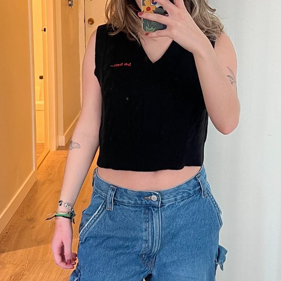 Small/Medium Iets Frans black cropped knit vest - Picture 4 of 5